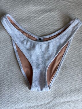 J. Crew White Ribbed Bikini Bottom with Nude Lining